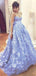Sexy Lavender Strapless Sweetheart A-line Full Floral Prom Dress, PD3288