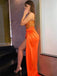 Sexy Orange Sequin Top Strapless Sweetheart Side-slit Mermaid Long Prom Dress, PD3548