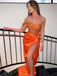 Sexy Orange Sequin Top Strapless Sweetheart Side-slit Mermaid Long Prom Dress, PD3548