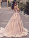 Sexy Pink V-neck Detachable Lace Open Back Side-slit Long Prom Dress, PD3223