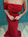 Sexy Red One-shoulder Sparkly Mermaid Long Prom Dress, PD3467