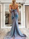 Sexy Shiny Halter Bo Tie Back V-neck Mermaid Long Prom Dress, PD3391
